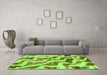 Machine Washable Abstract Green Modern Area Rugs in a Living Room,, wshabs868grn