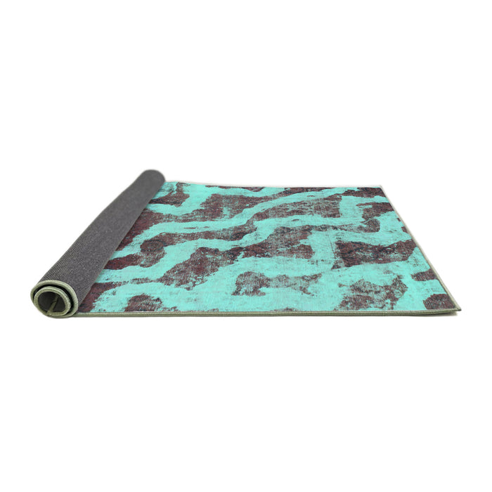 Sideview of Abstract Turquoise Modern Rug, abs868turq