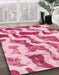 Abstract Pink Modern Rug in Family Room, abs868