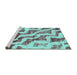 Sideview of Machine Washable Abstract Turquoise Modern Area Rugs, wshabs868turq