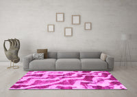 Machine Washable Abstract Pink Modern Rug, wshabs868pnk