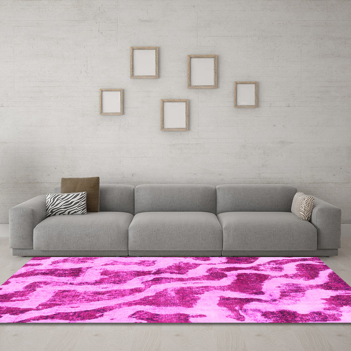 Machine Washable Abstract Pink Modern Rug in a Living Room, wshabs868pnk