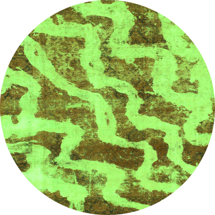 Round Abstract Green Modern Rug, abs868grn