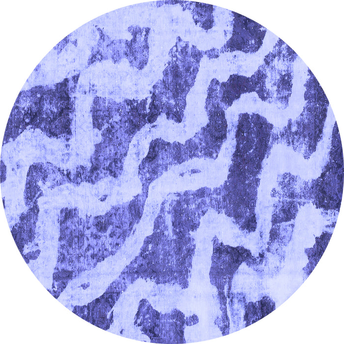 Round Machine Washable Abstract Blue Modern Rug, wshabs868blu