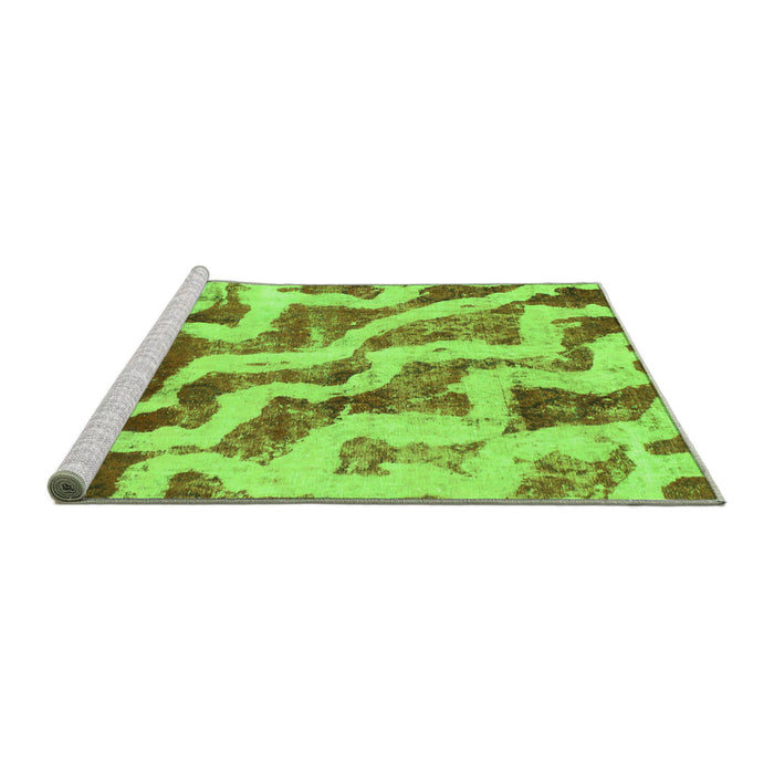 Sideview of Machine Washable Abstract Green Modern Area Rugs, wshabs868grn