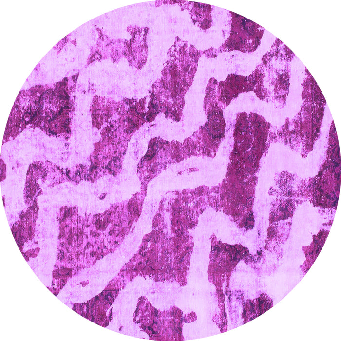 Round Abstract Purple Modern Rug, abs868pur