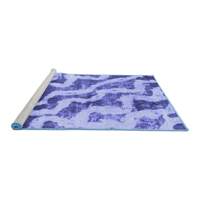 Sideview of Machine Washable Abstract Blue Modern Rug, wshabs868blu