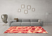 Machine Washable Abstract Orange Modern Area Rugs in a Living Room, wshabs868org