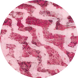 Round Abstract Pink Modern Rug, abs868