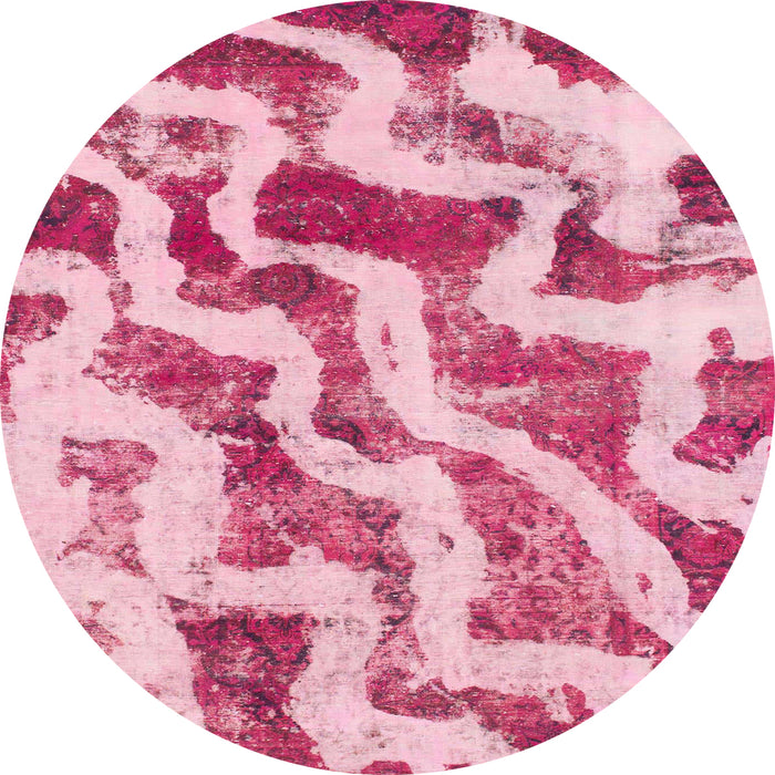 Round Abstract Pink Modern Rug, abs868