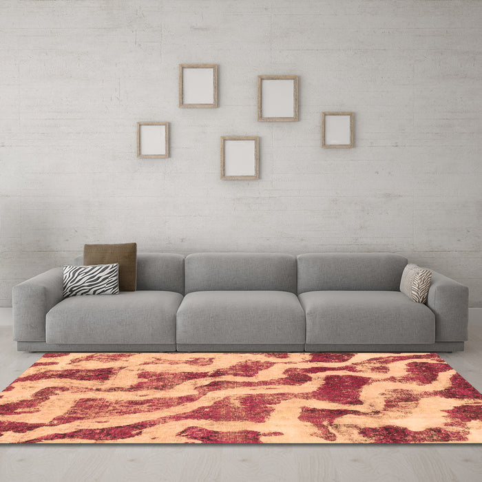 Machine Washable Abstract Brown Modern Rug in a Living Room,, wshabs868brn