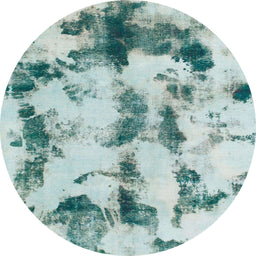 Round Abstract Powder Blue Modern Rug, abs869