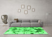 Machine Washable Abstract Green Modern Area Rugs in a Living Room,, wshabs869grn