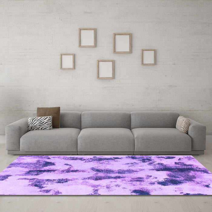 Machine Washable Abstract Purple Modern Area Rugs in a Living Room, wshabs869pur