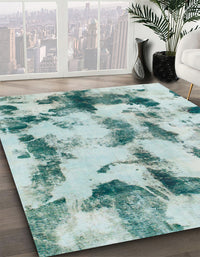 Abstract Powder Blue Modern Rug, abs869