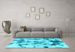 Machine Washable Abstract Light Blue Modern Rug in a Living Room, wshabs869lblu