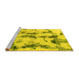 Sideview of Machine Washable Abstract Yellow Modern Rug, wshabs869yw