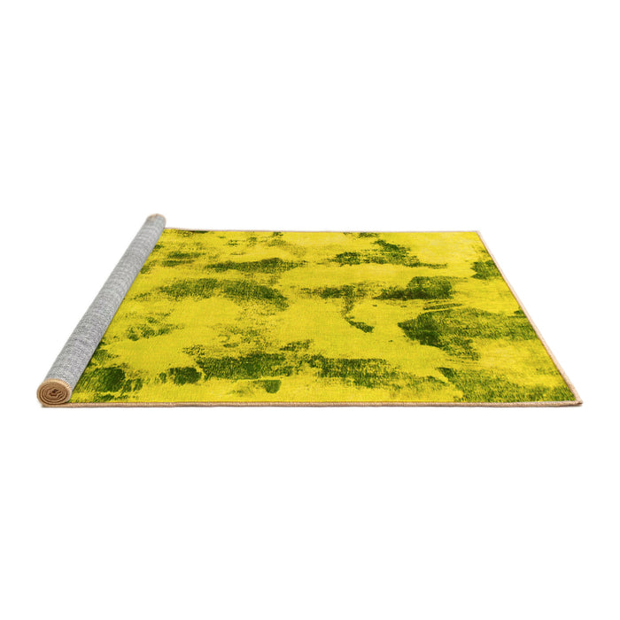 Sideview of Machine Washable Abstract Yellow Modern Rug, wshabs869yw