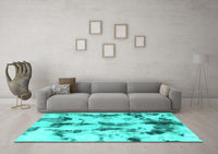 Machine Washable Abstract Turquoise Modern Rug, wshabs869turq