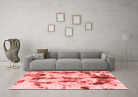 Machine Washable Abstract Red Modern Rug, wshabs869red