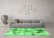 Machine Washable Abstract Emerald Green Modern Area Rugs in a Living Room,, wshabs869emgrn