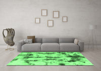 Machine Washable Abstract Emerald Green Modern Rug, wshabs869emgrn