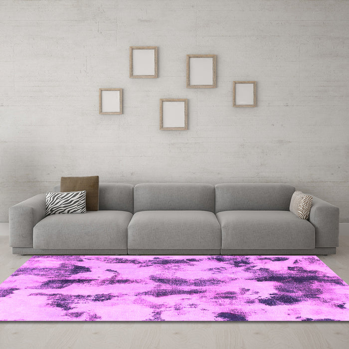 Machine Washable Abstract Pink Modern Rug in a Living Room, wshabs869pnk