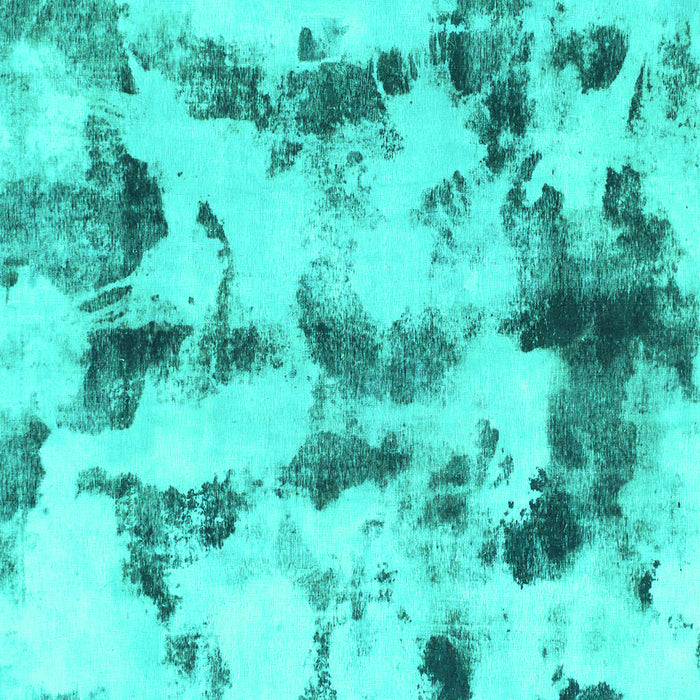 Square Machine Washable Abstract Turquoise Modern Area Rugs, wshabs869turq