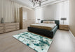 Abstract Powder Blue Modern Rug in a Bedroom, abs869