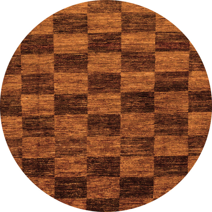 Round Machine Washable Checkered Orange Modern Area Rugs, wshabs86org