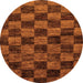 Round Machine Washable Checkered Orange Modern Area Rugs, wshabs86org