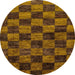 Round Abstract Red Checkered Rug, abs86