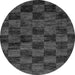 Round Machine Washable Checkered Gray Modern Rug, wshabs86gry