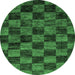 Round Checkered Emerald Green Modern Rug, abs86emgrn