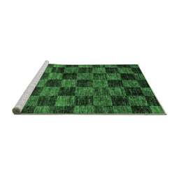 Sideview of Machine Washable Checkered Emerald Green Modern Area Rugs, wshabs86emgrn