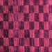 Square Machine Washable Checkered Pink Modern Rug, wshabs86pnk