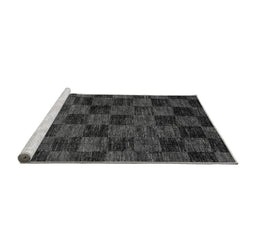 Sideview of Machine Washable Checkered Gray Modern Rug, wshabs86gry