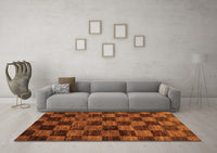 Machine Washable Checkered Orange Modern Rug, wshabs86org