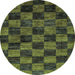 Round Checkered Light Blue Modern Rug, abs86lblu