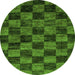 Round Checkered Green Modern Rug, abs86grn