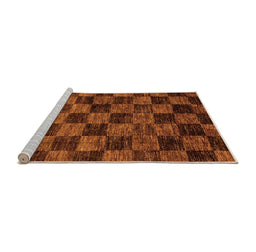 Sideview of Machine Washable Checkered Orange Modern Area Rugs, wshabs86org