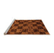 Sideview of Machine Washable Checkered Orange Modern Area Rugs, wshabs86org