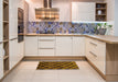 Abstract Red Checkered Rug in a Kitchen, abs86