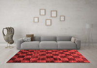 Machine Washable Checkered Red Modern Rug, wshabs86red