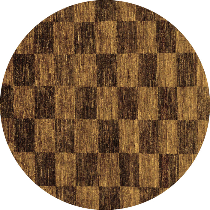 Round Machine Washable Checkered Brown Modern Rug, wshabs86brn