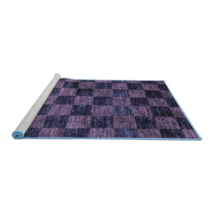 Sideview of Machine Washable Checkered Blue Modern Rug, wshabs86blu