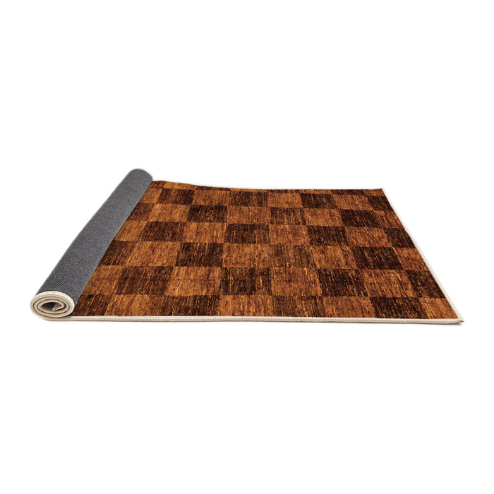 Sideview of Checkered Orange Modern Rug, abs86org