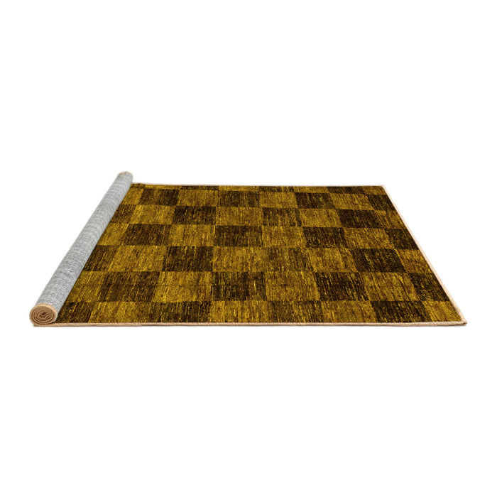 Sideview of Machine Washable Checkered Yellow Modern Rug, wshabs86yw