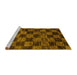 Sideview of Machine Washable Checkered Yellow Modern Rug, wshabs86yw