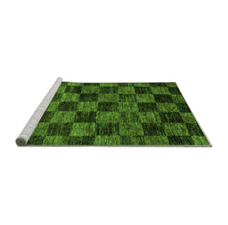 Sideview of Machine Washable Checkered Green Modern Area Rugs, wshabs86grn